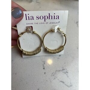 Lia Sophia "Run Around" Antique Matte Gold Rings Inside Hoop Earrings